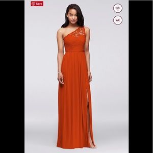 Long One Shoulder Lace Bridesmaid Dress // Size 10